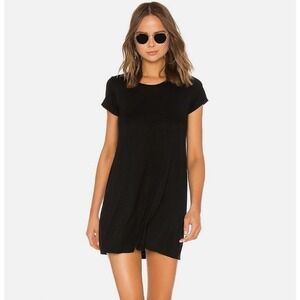 Michael Lauren Black Cap Sleeve T-Shirt Mini Dress Stretch Rayon Size Small